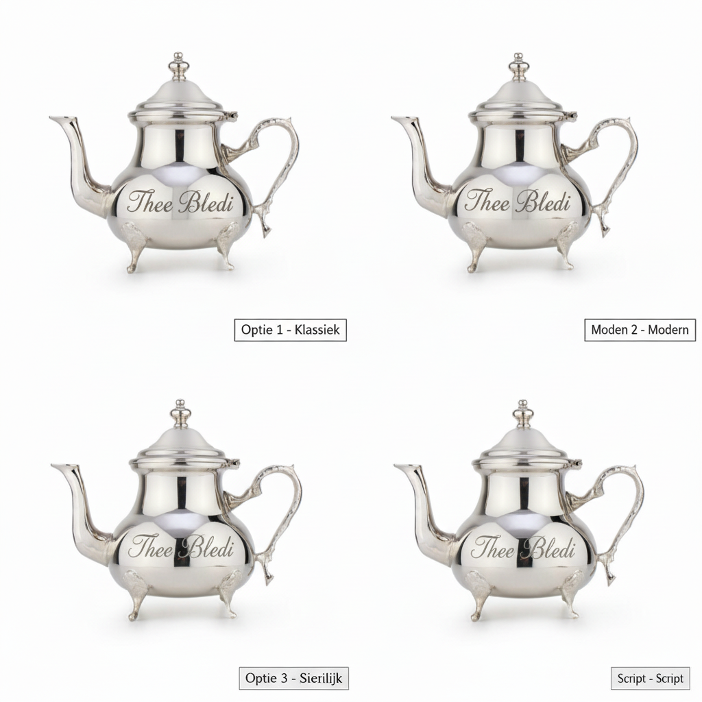 Alle 4 lettertype opties theepot