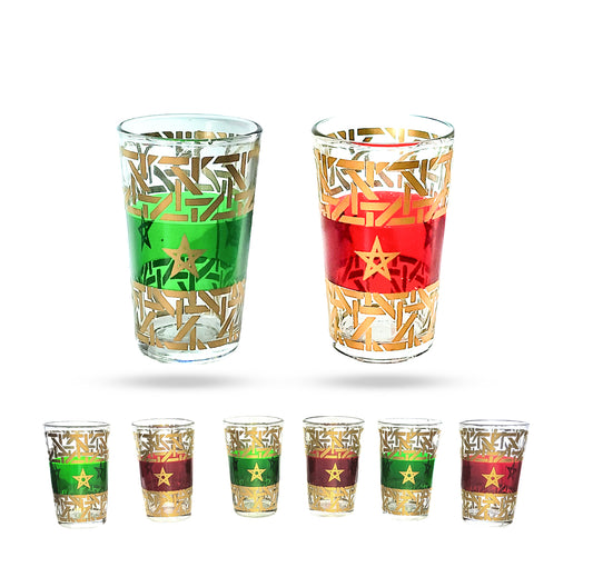 Theeglas Alwatan | Rood en Groen | 6 stuks